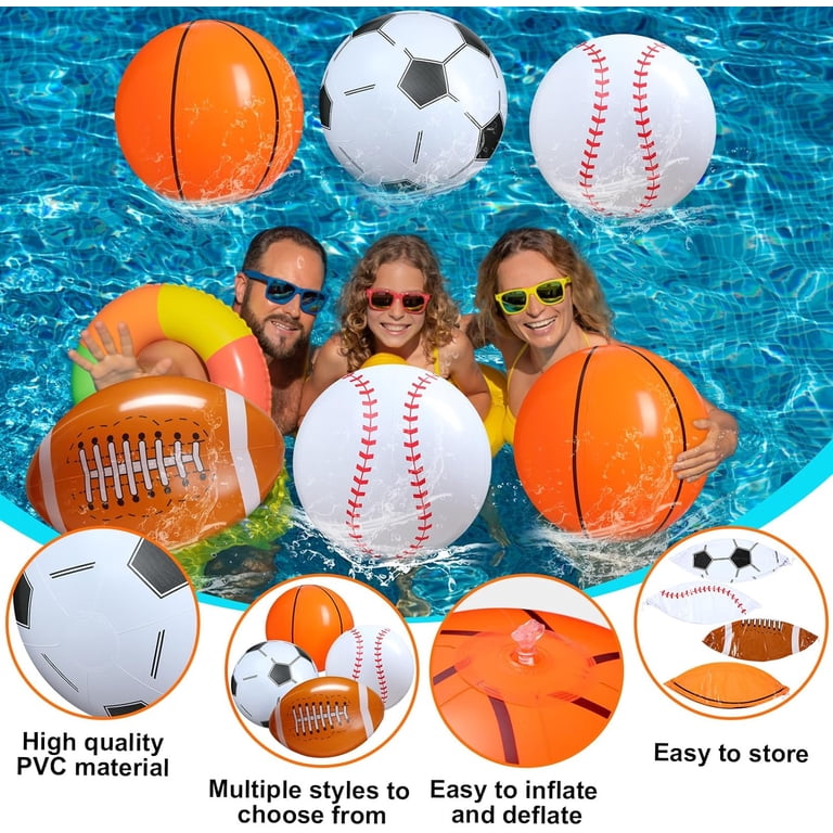 Shatchi Inflatable Footballs (4 Pack) – 22cm Blow Up Toys For Pool Beach Party