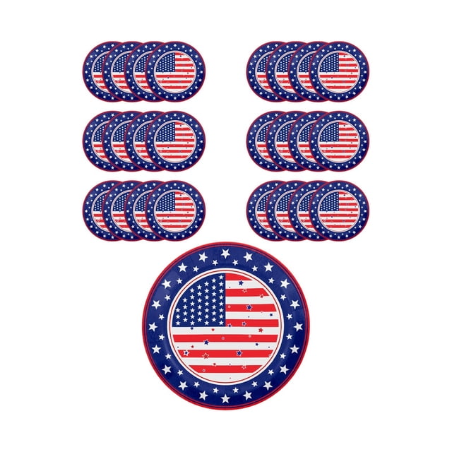 Wozhuo American Flag Tableware 25PC Disposable Paper Plates Patriotic Party Decor