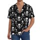 thumbnail image 1 of Balery Pirate skulls Camisa Casual de Manga Corta con Botones para Hombre, Texturizada, Estilo Cubano, para Playa, Verano-Small, 1 of 5