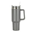 thumbnail image 1 of Gobelet 40 oz avec Poignée et Paille, Tasse Isolée à Double Paroi Réutilisable en Acier Inoxydable avec Couvercle et Paille Tasse de Voyage Tasses à Café, s'Adapte au Porte-Gobelet de Voiture, Cadeaux pour Femmes & Hommes Gris, 1 of 5