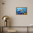 thumbnail image 3 of Turtle Swimming Colorful Coastal Wall Art Canvas Wall Art by Art Remedy, Gold Floater Frame, 16.5" x 11.5", 3 of 7