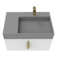 thumbnail image 2 of Amazon 30" White Wood Floating Vanity with Gray Top and Gold Trim, 2 of 10