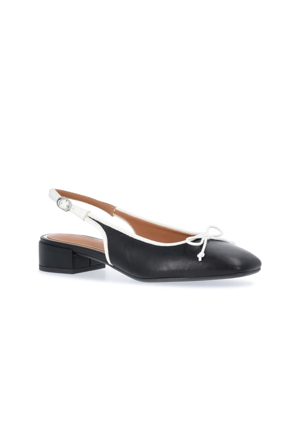 Women's Slingback Block Heel Shoes with Front Bow