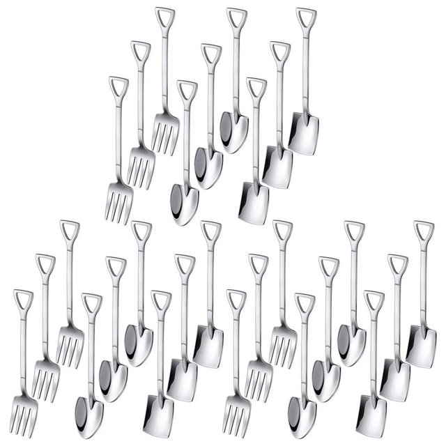 27 piezas Pala Cuchara Tenedor Pala Cuchara de Café Mango de Pala Cuchara de Postre Cuchara de Helado Forma de Pala Tenedor Tenedor de Fruta