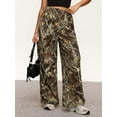 thumbnail image 5 of Women's Camo Cargo Baggy PantsStreetwear Drawstring Wide Leg Trousers Flare Sweatpants, 5 of 14