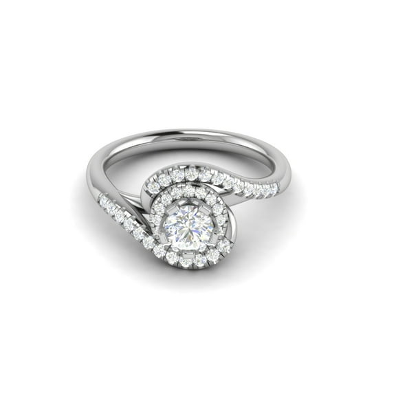 Sterling Silver Elegant Contemporary Swirl Moissanite White Gold Ring Women