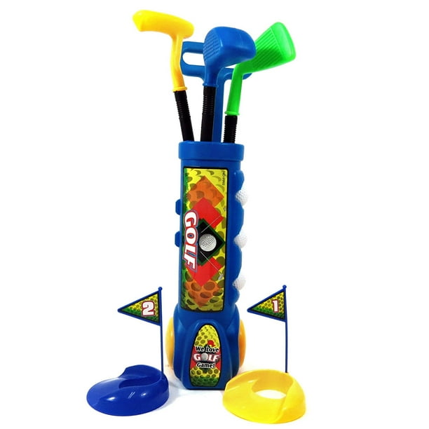 Kid's Happy Golfer Toy Golf Set w/ 3 Golf Balls, 3 Types of Clubs, 2