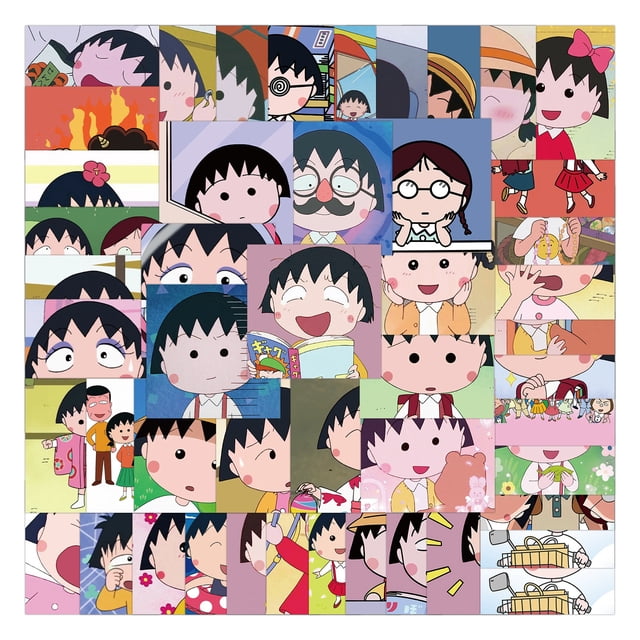 Paquete de pegatinas Chibis Marukos chans Anime, 50 unidades, vinilo impermeable