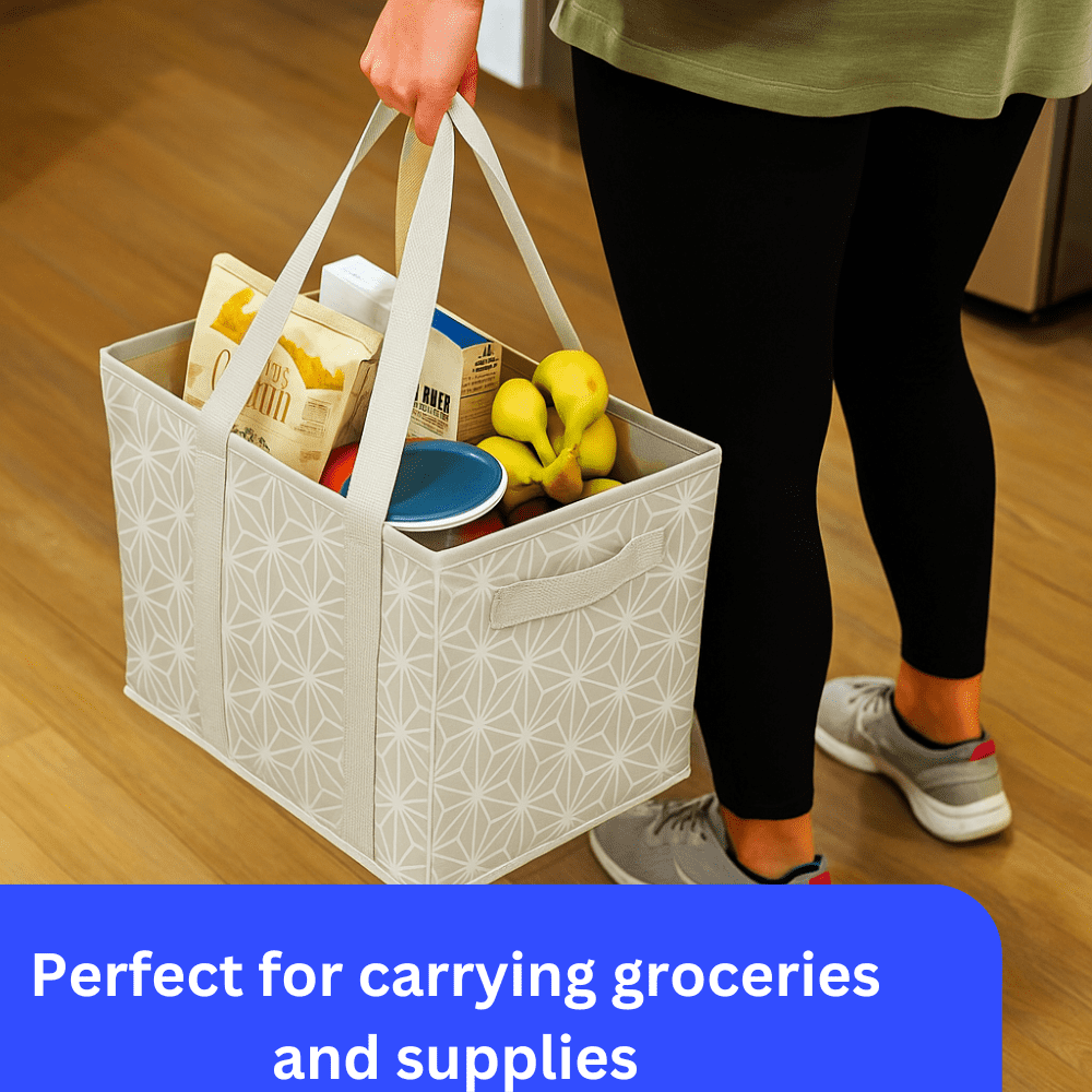 DURASACK® Collapsible Totes, All-Purpose, 13"L x 9.5"W x 11"H, Gray Geo, 3-Pack