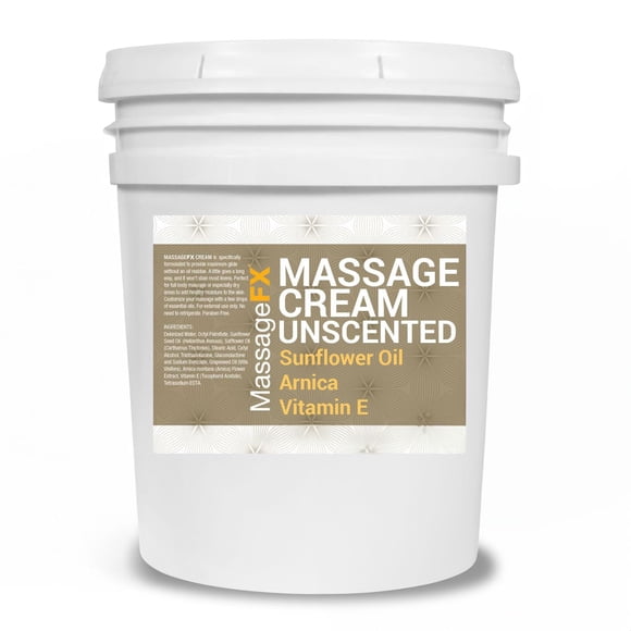 Crema de masaje Massage FX sin perfume, 18,9 L, con árnica y vitamina E