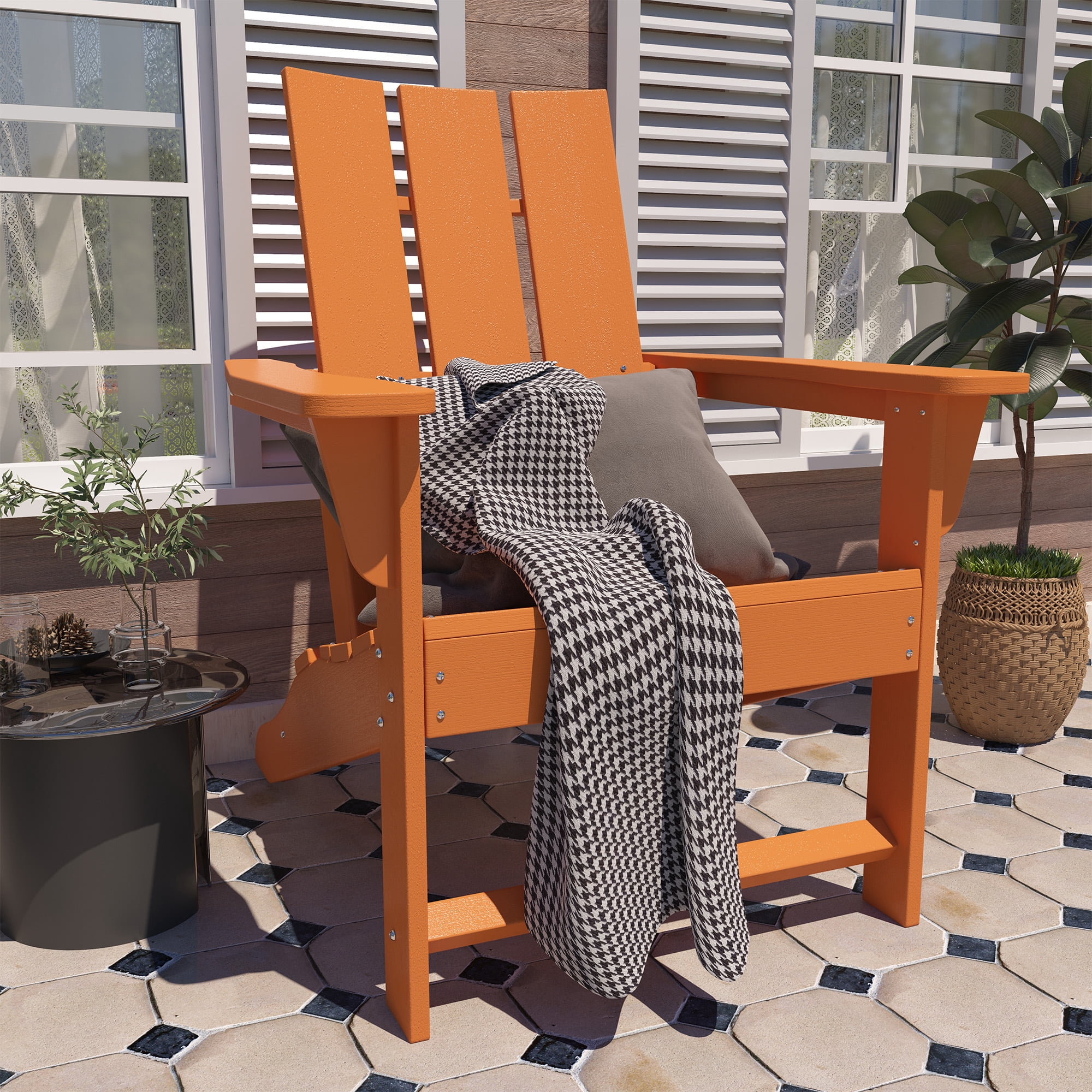 CASAINC Modern Orange 3-Pack 4.7 inch W Arm Outdoor Patio Folding Wood Adirondack Chair