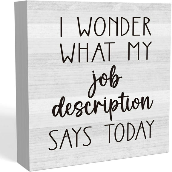 Zomyto 5"x5" Humor Home Office Desk Decor Funny Rustic Wood Box Sign Shelf Accessories Decor Coworker Gifts for Women I Wonder What My Job