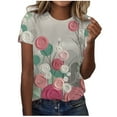 thumbnail image 1 of Birdeem T-Shirt Décontracté à Manches Courtes Imprimé Plissé Col Rond Ample pour Femmes, 1 of 1