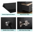 thumbnail image 5 of Ktaxon 3 Door Wardrobe Armoire Closet with Mirror Hanging Rod, Large Capacity Storage Closet for Bedroom, Modern Drawer & Shelf Elegant Black Finish Closet, 5 of 9