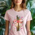 thumbnail image 5 of He Is Risen T-Shirt | Christian Cross and Bow Graphic Matthew 28:6 Tee, Light Pink, Size M, 5 of 6
