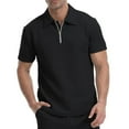 thumbnail image 2 of Fnooota Mens Polo Shirts with Collar, Casual Zipper Short Sleeve 2025 Summer Shirts Black Size 3XL, 2 of 9