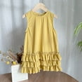 thumbnail image 2 of EnJoCho Kids Trendy Dress Children's Cotton and Linen Lace Dress Vest Dress Ruffles Sleeveless Princess Dress Little Girl Fashion Dress for Children From 1 to 6 Years Old, 2 of 8