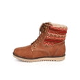 thumbnail image 4 of Liliana DA63 Women Mix Media Fair Isle Ribbed Tribal Shearling Lace Up Combat Boot, 4 of 6