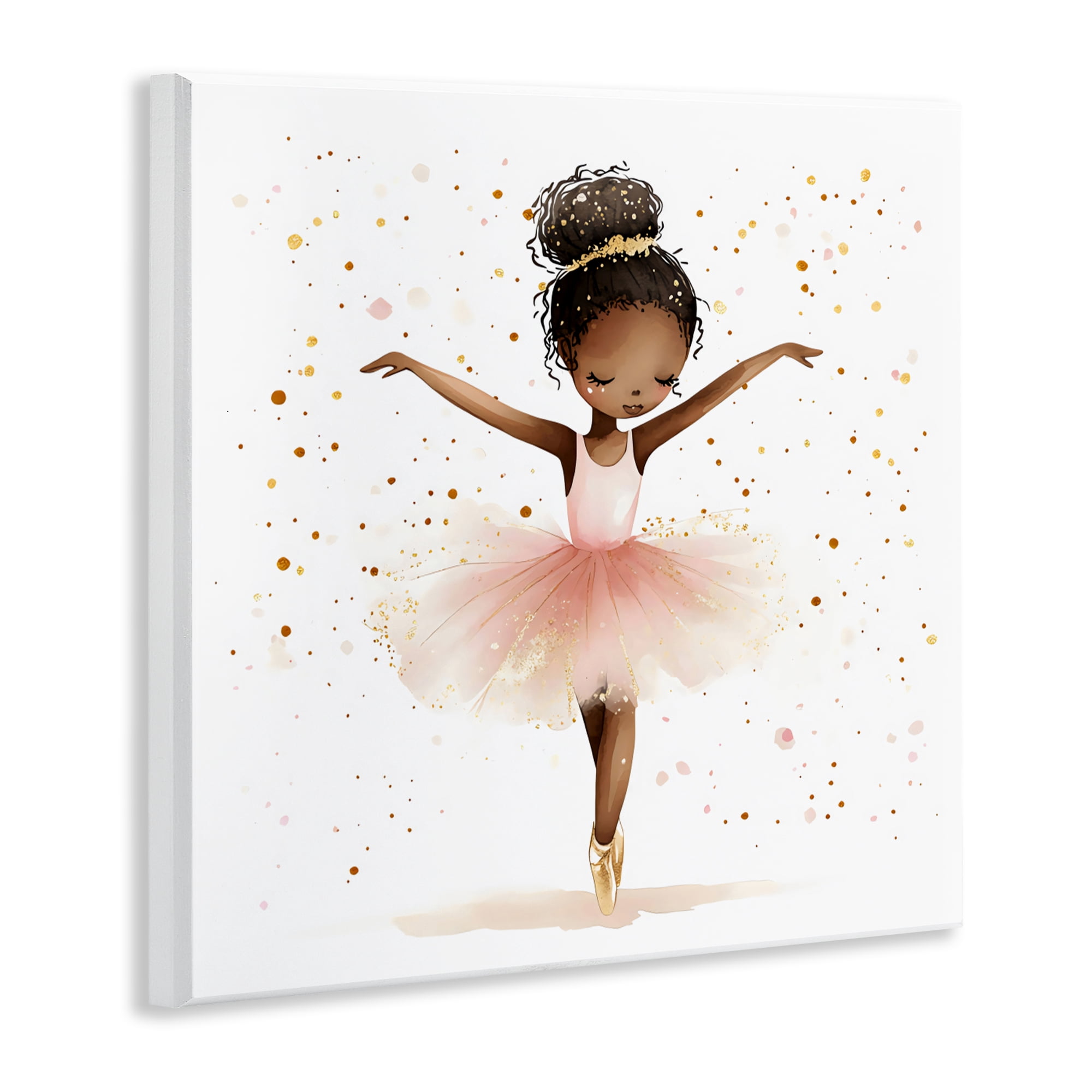 Stupell Industries Pink Ballerina Girl with Gold Wall Plaque Art, design by Creative Studio