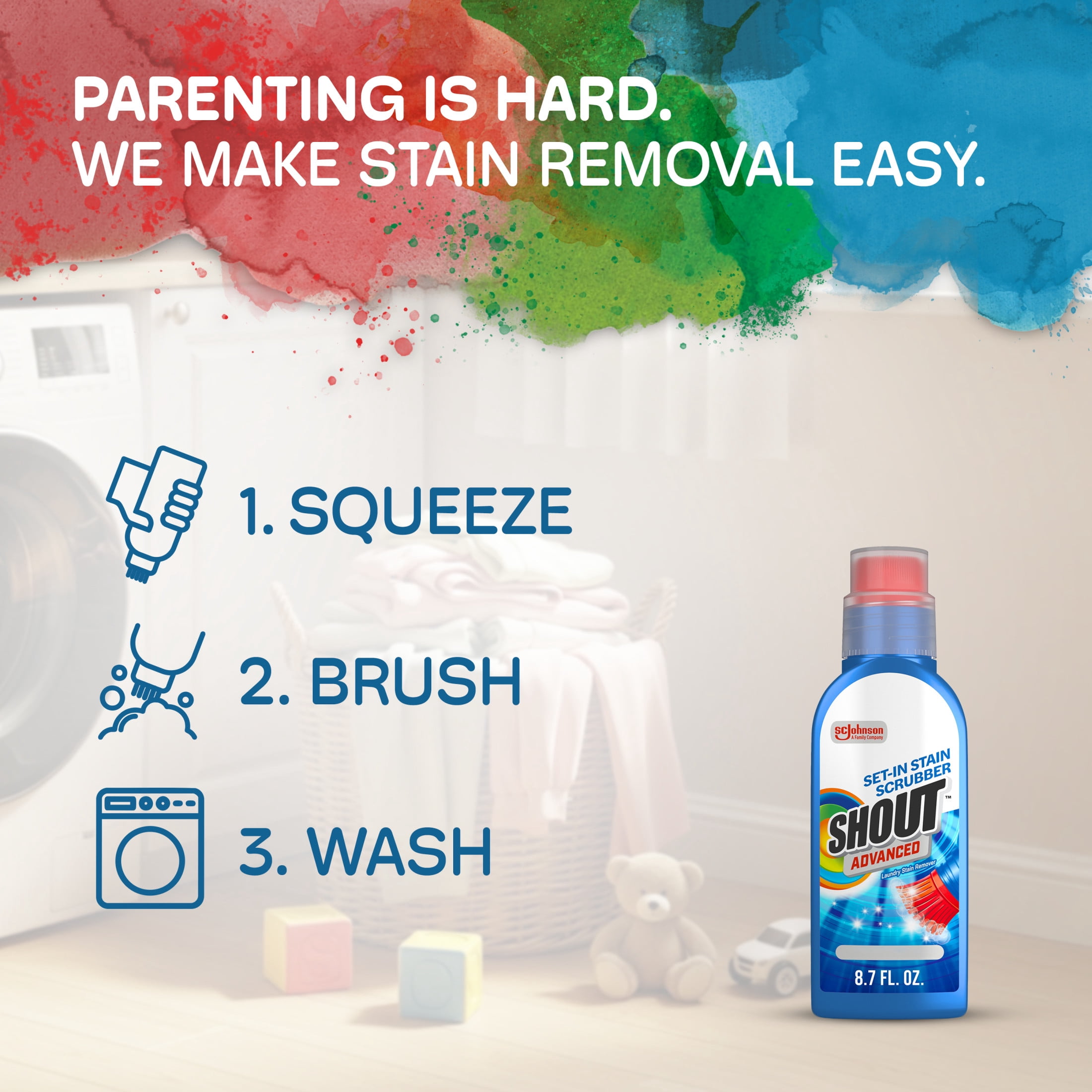 Shout Advanced&nbsp;Laundry Stain Remover,Ultra Concentrated Gel Brush, 8.7 Ounce
