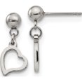 thumbnail image 1 of Stainless Steel Polished 5mm Ball Post Heart Dangle Earrings Made In China sre910, 1 of 5
