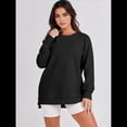 thumbnail image 4 of Sudaderas de Gran Tamaño para Mujer, Cuello Redondo, Larga, Sudaderas con Cremallera Lateral, Ropa de Otoño 2025 Negro XL, 4 of 8
