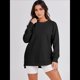 thumbnail image 4 of Sudaderas de Gran Tamaño para Mujer, Cuello Redondo, Larga, Sudaderas con Cremallera Lateral, Ropa de Otoño 2025 Negro M, 4 of 8