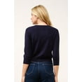 thumbnail image 2 of Cielo Women’s 3/4 Sleeve Round Neck Button Cardigan – Lightweight Knit Sweater, Cropped Fit, Office & Casual Wear Navy,XLarge, 2 of 2