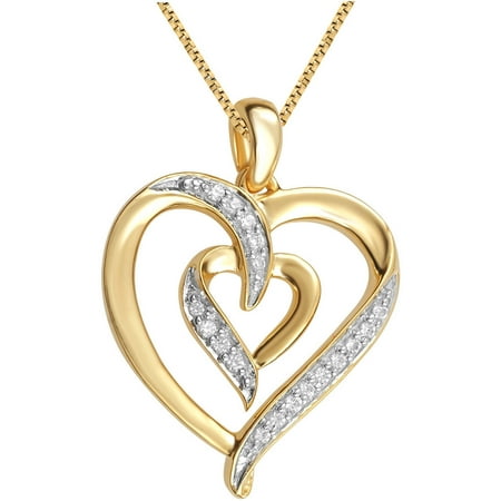 pendant gold heart diamond tone round 14kt accent necklace diamonds yellow