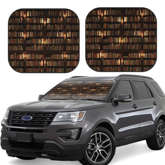 Fotbe Bookshelves Juego de 2 Piezas de Parasoles para Parabrisas | Bloqueador Solar para Auto | Accesorios Plegables para Protección Solar Interior-Small