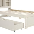 thumbnail image 5 of Twin Storage Bed with Bookcase Headboard, Twin Size Captain Bed Frame, with 2 Drawers and Charging Station, Twin Bed Frame with Storage, No Box Spring Needed, Easy Assembly, White, 5 of 10