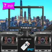 Backup Camera and Monitor for Car, Buyee 7" LCD Monitor Car Rear View + 2 x 18 HD LED IR Waterproof Reversing Camera