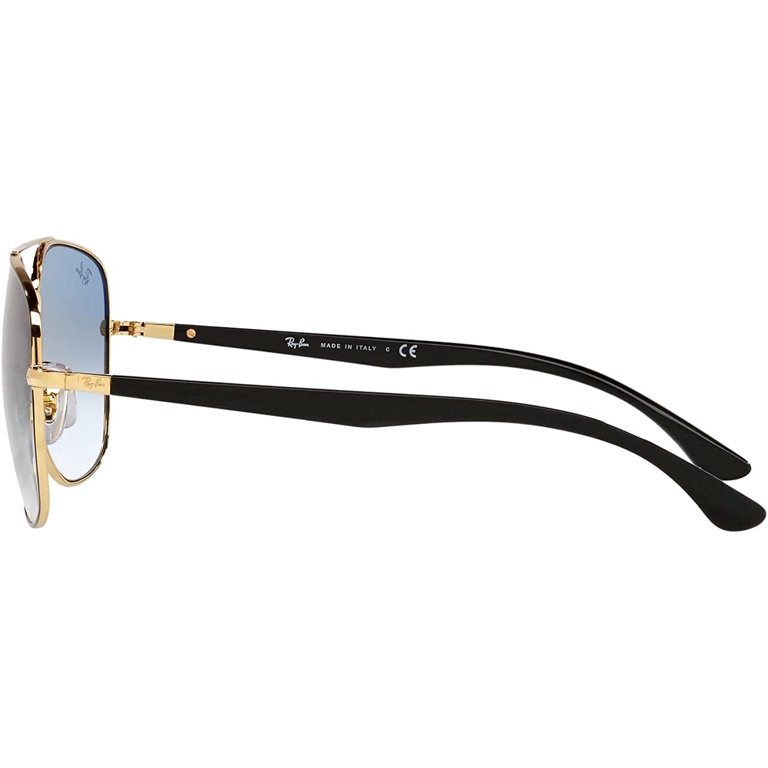 Ray-Ban RB3683 Square Sunglasses, Black On Gold/Clear Gradient Blue, 56 mm