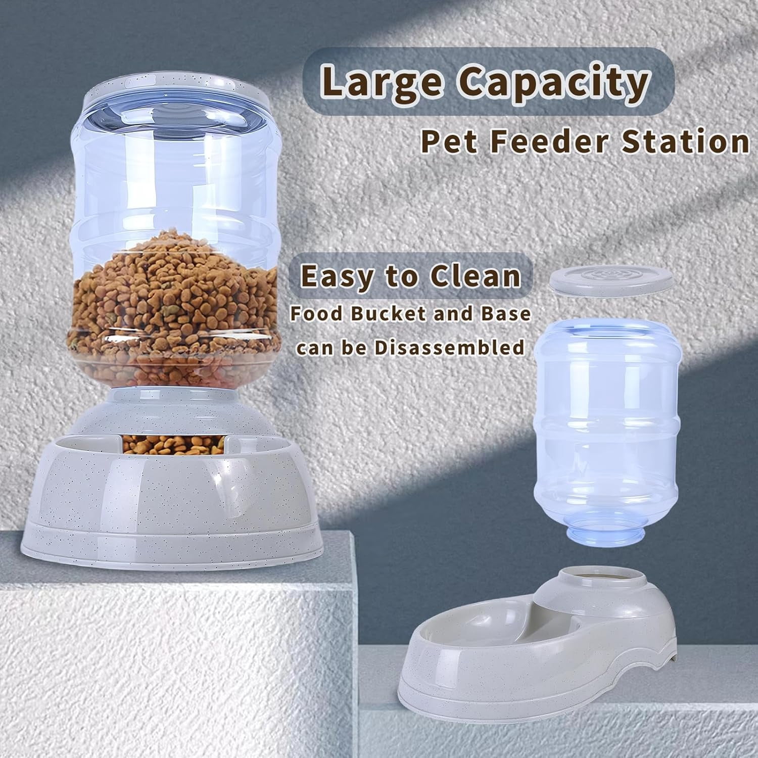 Automatic Dog Feeder 3 Gallon Gravity Food Dispenser for Large Dogs and Cats with Transparent Container