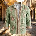 thumbnail image 5 of Mens 70s Long Sleeve Floral Dress Shirt Flowered Paisley Pattern Print Vintage Button Down Hippie Shirts, 5 of 5