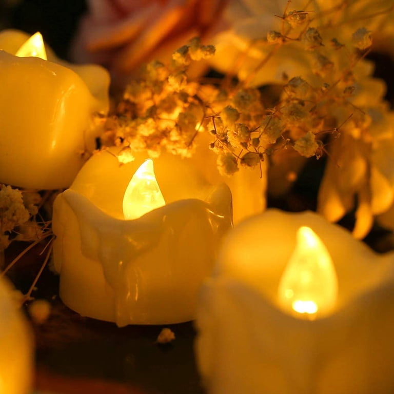 HL Rechargeable Flameless Tea Lights - 12 Pack, Waterproof, Remote Control, Timer, LED Candles For Decor