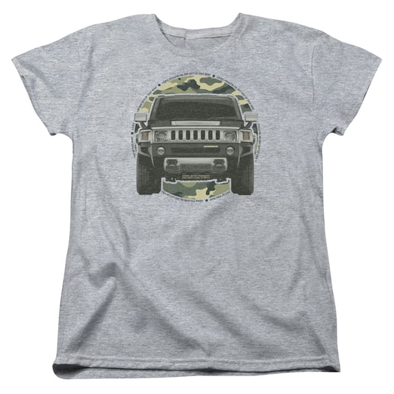 Trevco HMR106-WT-3 Hummer Lead or Follow Short Sleeve T-Shirt for Women, Athletic Heather - Large