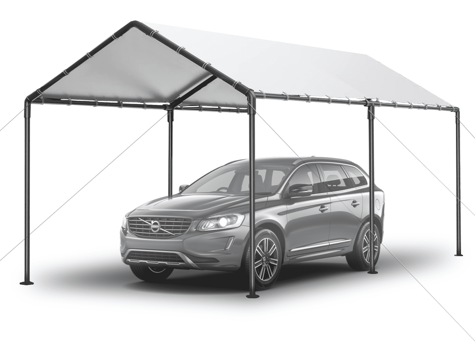Gaildon Carport 10 x 20Ft Upgraded Heavy Duty Carport with Steel Wire Rope Portable Garage for Truck Boat Car Canopy with All-Season Tarp (White)