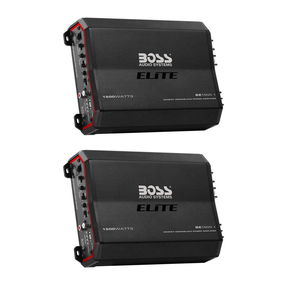 BOSS Audio BE1500.1 Elite 1500 Watt Mosfet Monoblock Power Amplifier (2 Pack)