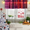 thumbnail image 5 of Red Purple Curtain Valances for Windows, Kitchen Valance Window Treatments Panel 2 Pack, Modern Striped Plaid Abstract Oil Painted Rod Pocket Short Curtains for Bathroom Bedroom 42 x 18 Inch, 5 of 8