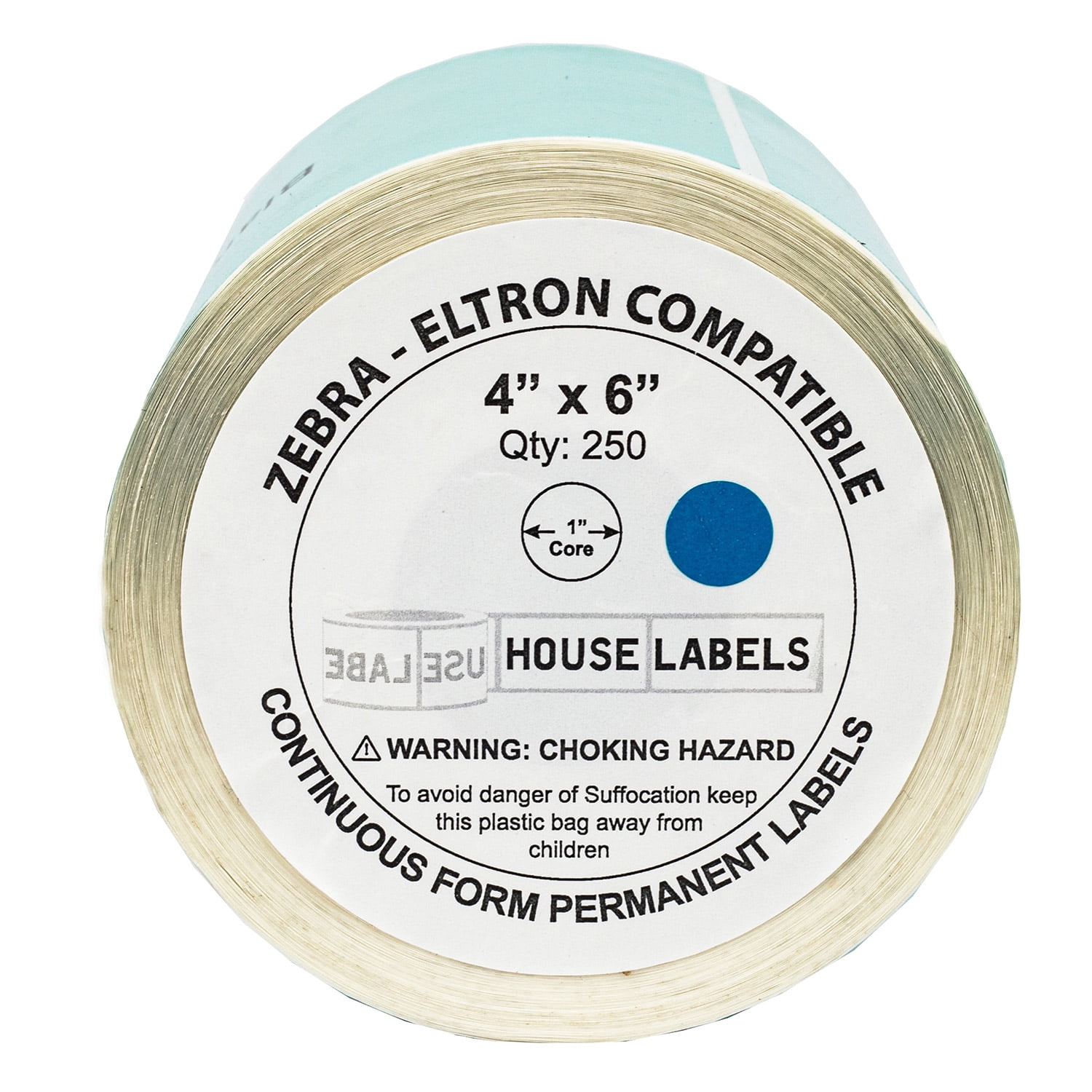 HOUSELABELS 4" x 6" Blue Shipping Labels on 1" Core Compatible With Zebra and Rollo Printers, 11 Rolls / 250 Labels per Roll