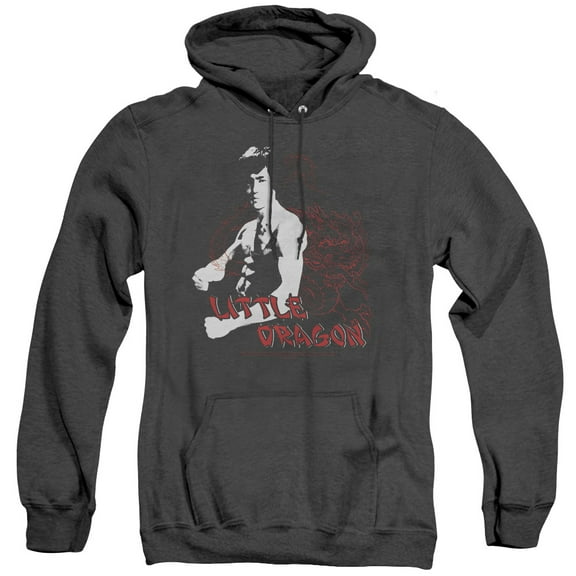 Bruce Lee Little Dragon Adult Heather Hoodie Sweatshirt Black