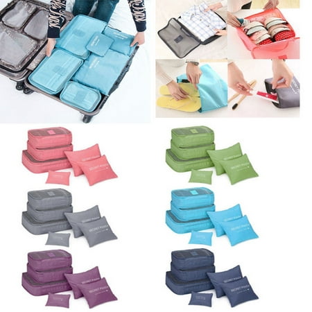 6Pcs Waterproof Travel Storage Bags Clothes Packing Cube Luggage Organizer (Best Packing Cubes For Backpacking)