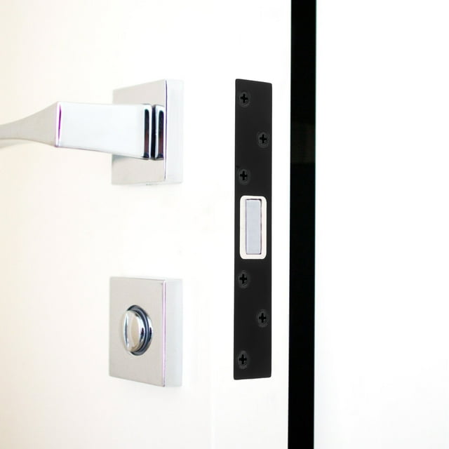 Minkissy 1ensemble Plaque de Gâche de Porte 15.0X2.5X0.3in Noir Acier Inoxydable pour Portes Extérieures et Usage Résidentiel