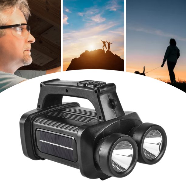 Reflector Para Acampar Doble cabeza COB LED Camping Searchlight Solar/USB/Batería 200LM (Negro)