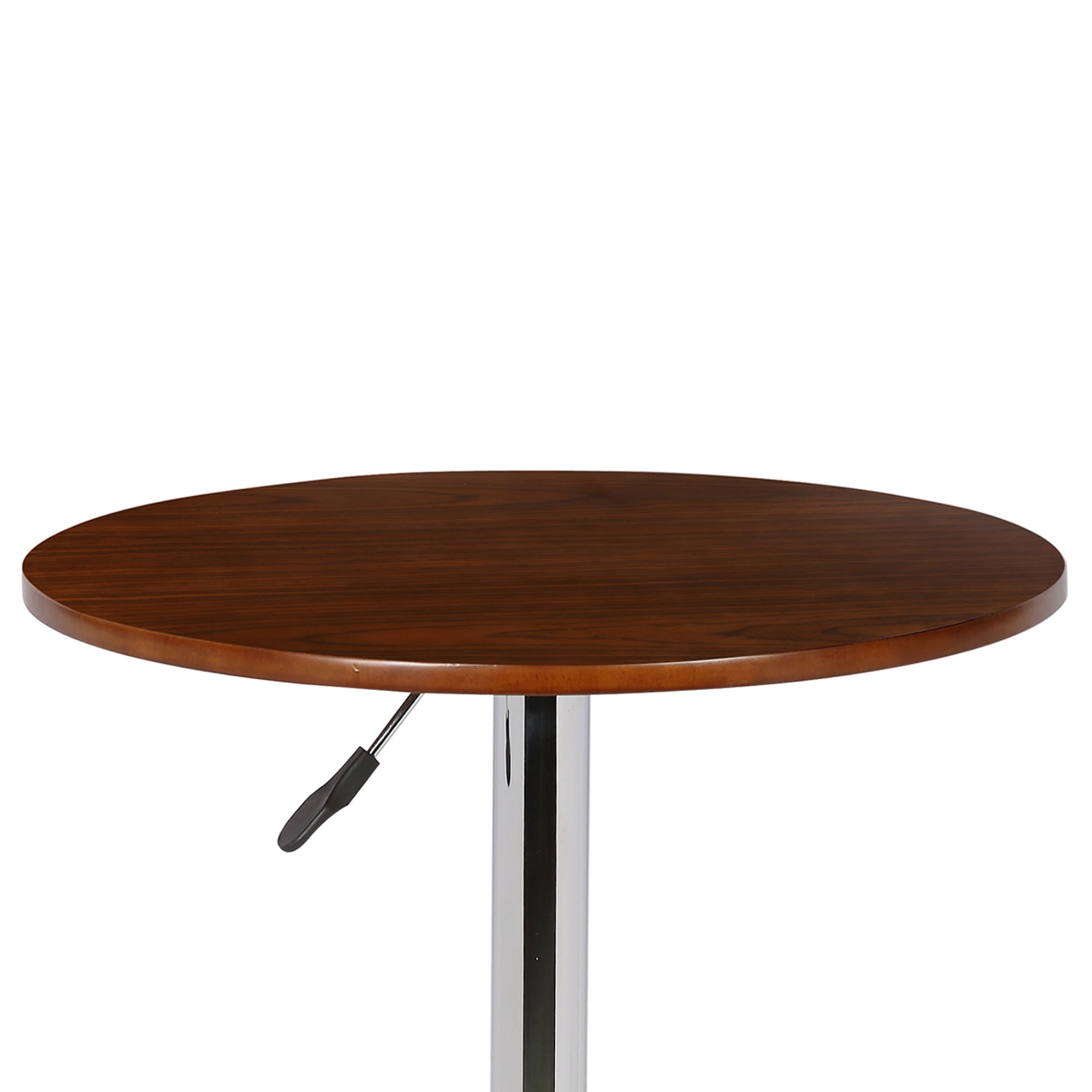 Armen Living Bentley Modern Swivel Adjustable Height Pub Table in Walnut Wood and Chrome