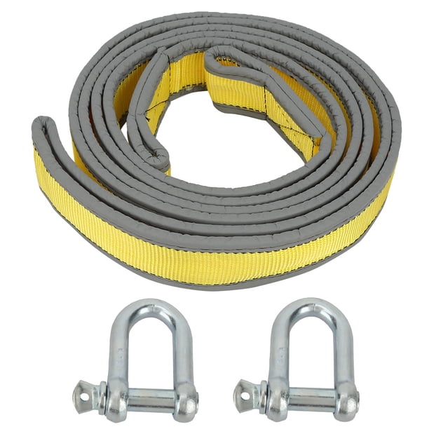 Correa de remolque de alta resistencia de 8 toneladas para remolque de coche con ganchos en forma de U (amarillo y gris)