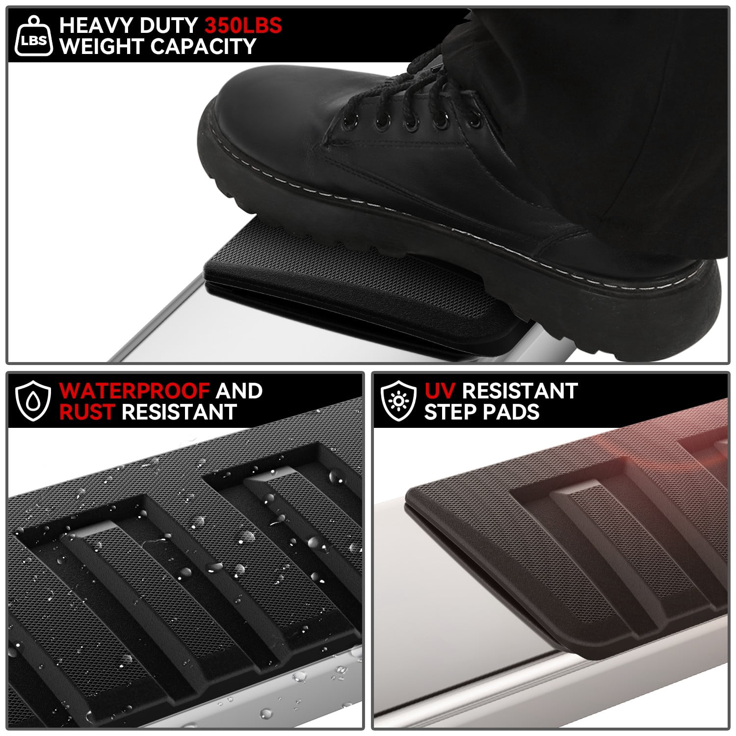 DNA Motoring For 15-24 Ford F150-F450 Super Crew Cab 6.75" Side Step Nerf Bar Running Boards
