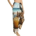 thumbnail image 2 of Uemuo Relaxing Cat With Orange Juice Pattern Women's Wide Leg Palazzo Lounge Pants with Pockets Light Weight Loose Comfy Casual Pajama Pants-Medium, 2 of 9