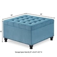 thumbnail image 3 of Classic Square Button Tufted Storage Ottoman Linen Upholstered Coffee Table With Nailhead Trims, 3 of 11